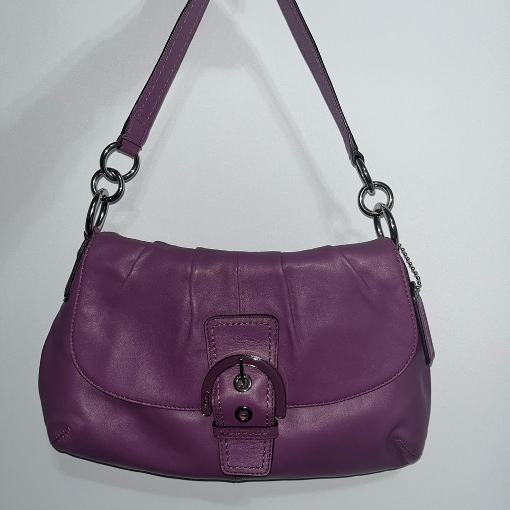 Coach Purple Leather Shoulder Bag